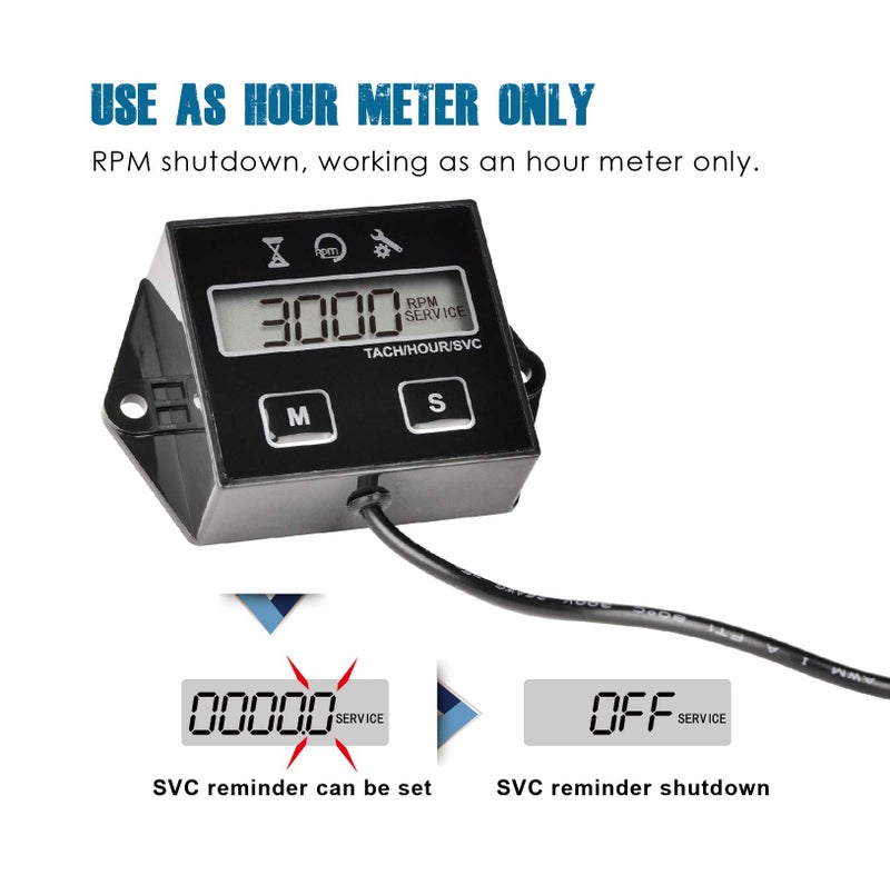 Runleader Digital Hour Meter Tachometer, Maintenance Reminder, User Shutdown, Use for ZTR Lawn Mower Tractor Generator Marine Outboard ATV Motor Snowmobile and Gas Powered Equipment (1) - Image 4